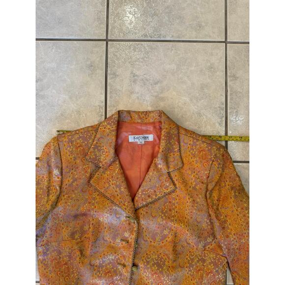 Kay Unger Vintage NWT Orange Gold Paisley Brocade India Lined Jacket Sz 10 - Picture 8 of 8